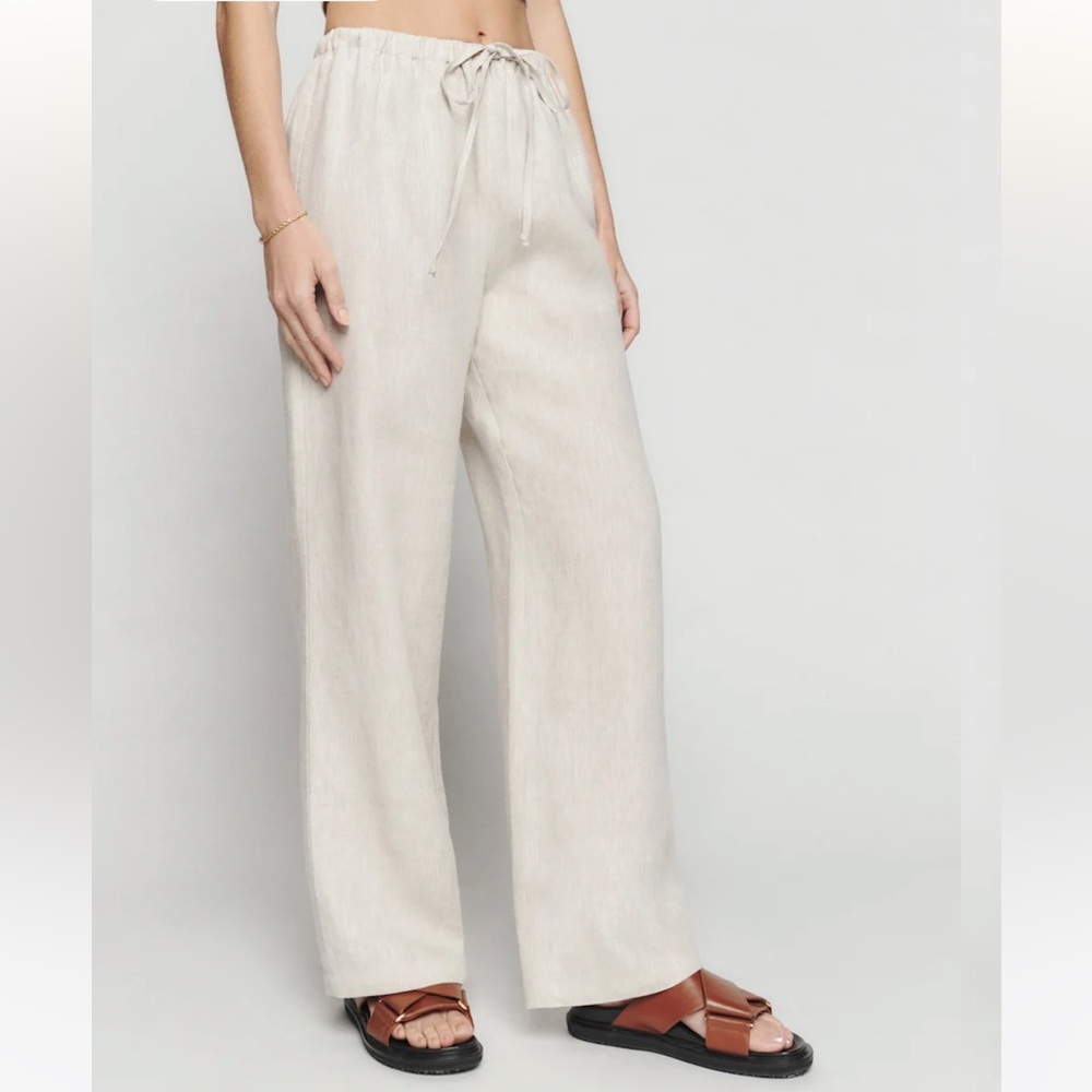 Reformation Olina Linen Pants Oatmeal